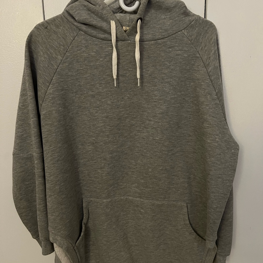Gray Longline Drawstring Hoodie - Picture 3 of 6